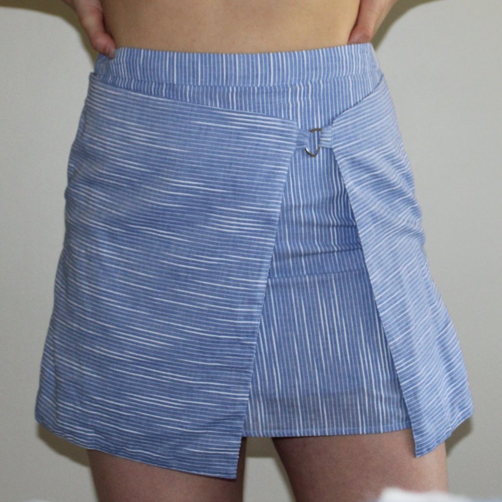 J.O.A Los Angeles Blue and White Stripe Skirt